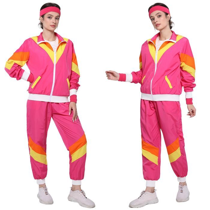 Strój Kostium Przebranie Retro Lata 80 z Akcesoriami Dres Treningo XXL
