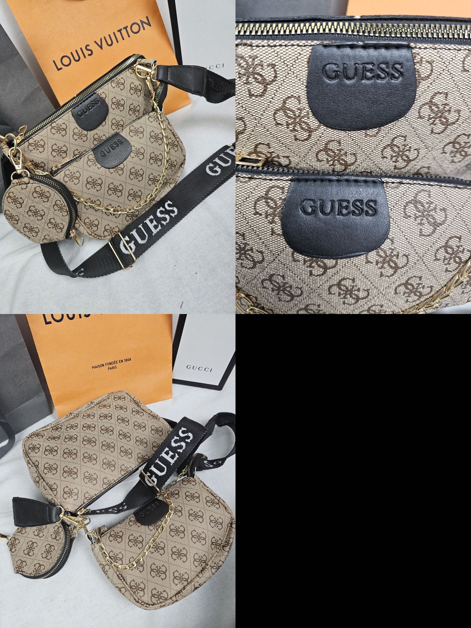 Torebka Guess 3w1 monogram torebki zestaw Premium