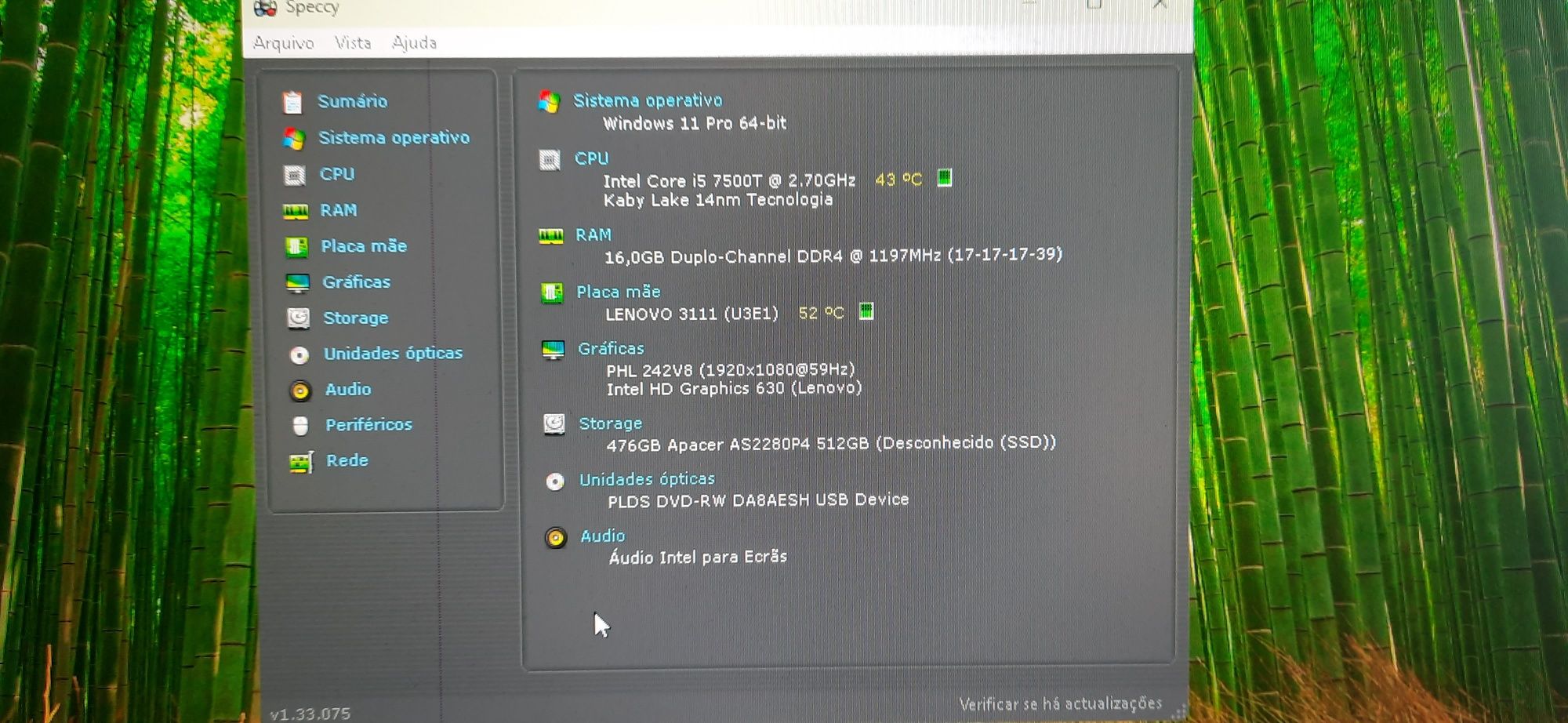 Mini-Pç Lenovo M710Q Tiny 7ªG|i5.7500T-2.7G|NVMe-512G|16G|VGA/DP|W11