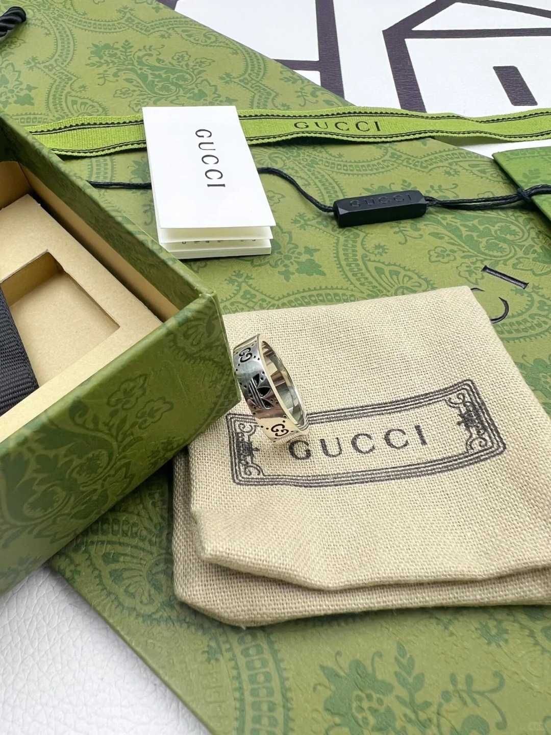 GUCCI Double G Logo Ring925 Silver Size 8