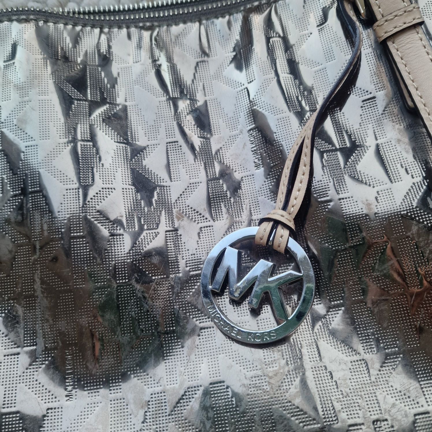 Torebka shopperka Michael Kors srebrna