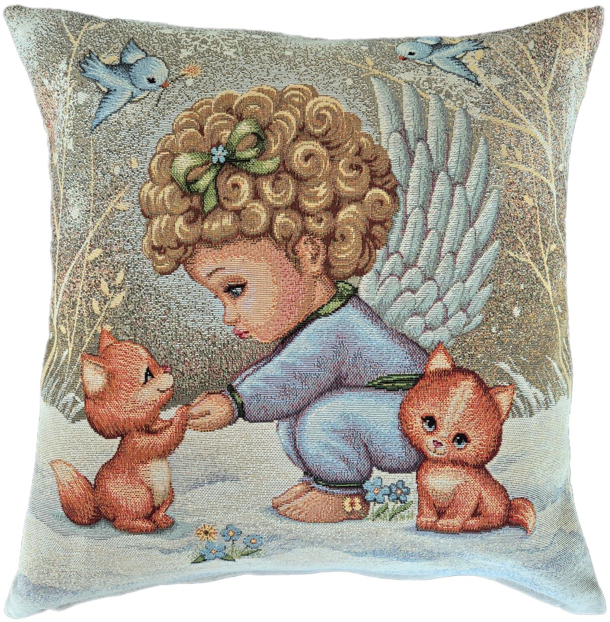 Poszewka 45x45 cm gobelinowa dekoracyjna z aniołkiem 6017