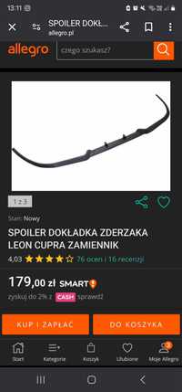 spoiler dokładka zderzaka leon cupra zamiennik