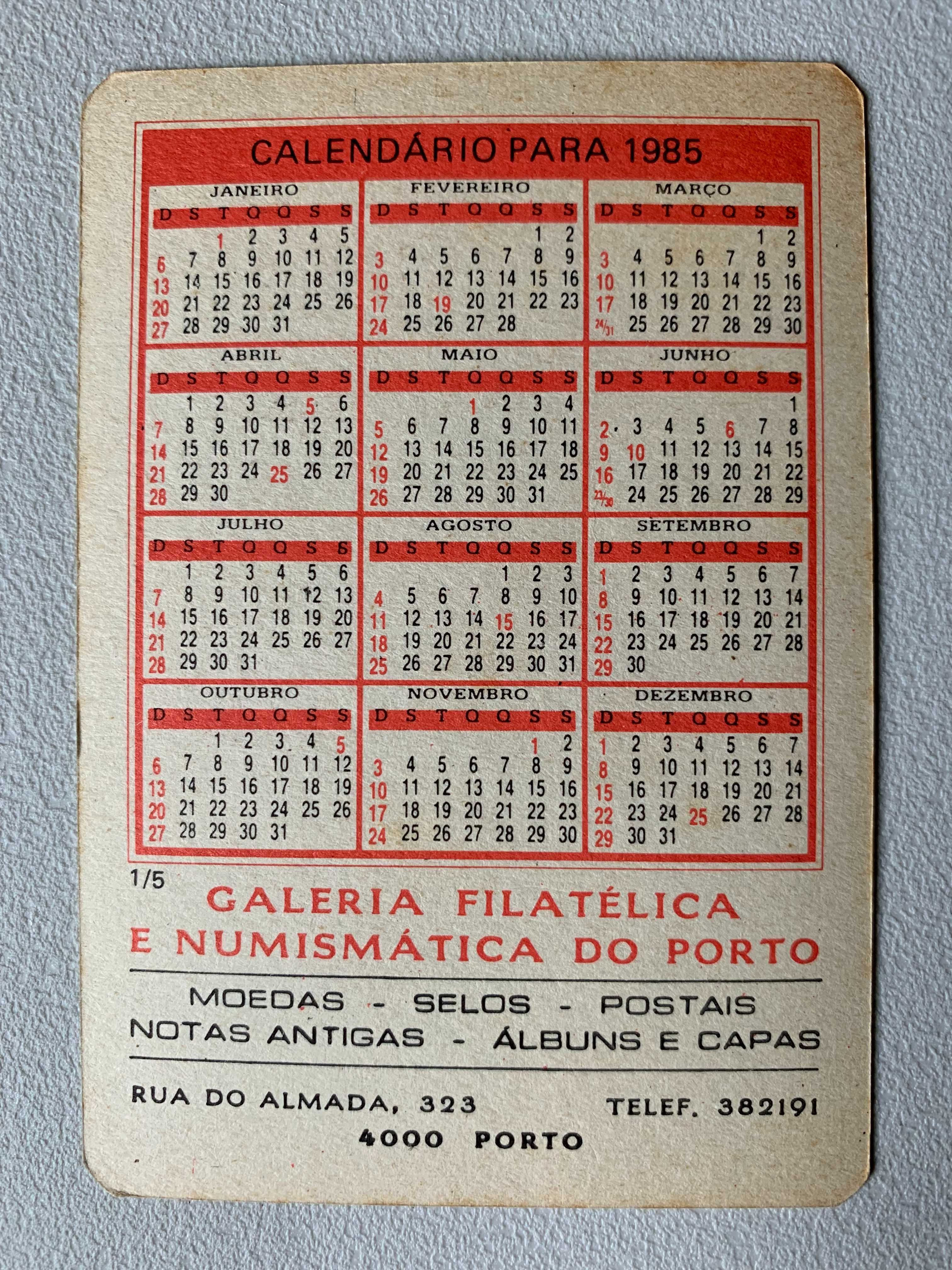 Calendários de 1985 - Carros Antigos (preço unitário)
