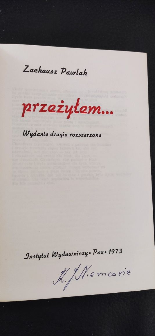 "Przeżyłem" Zacheusz Pawlak