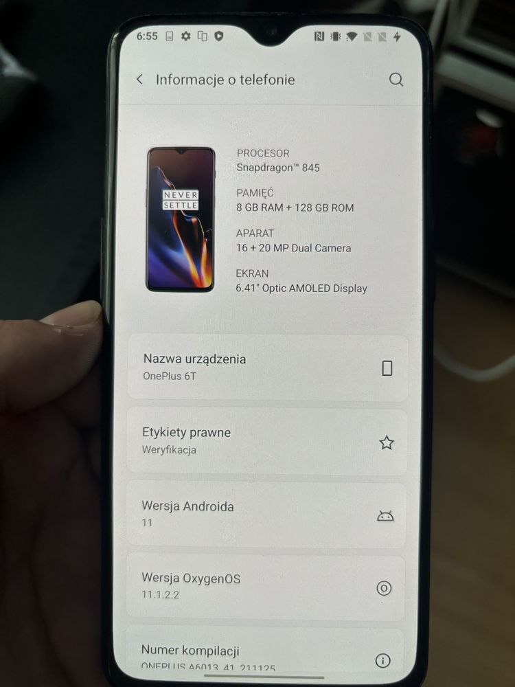 OnePlus 6T 128GB uzywany+etui+oryginalny kabel+oryginalny zasilacz