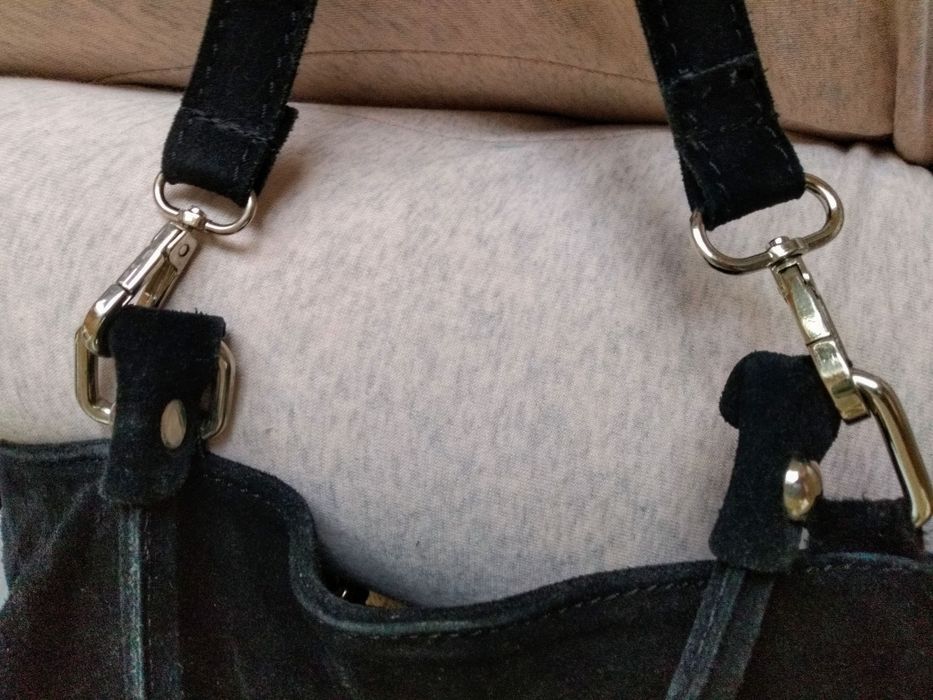 Torba boho skóra zamsz shopper frędzle
