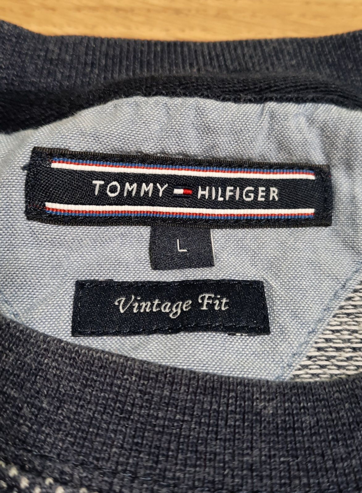 Sweter Tommy Hilfiger L Granatowy w Białe Kropeczki