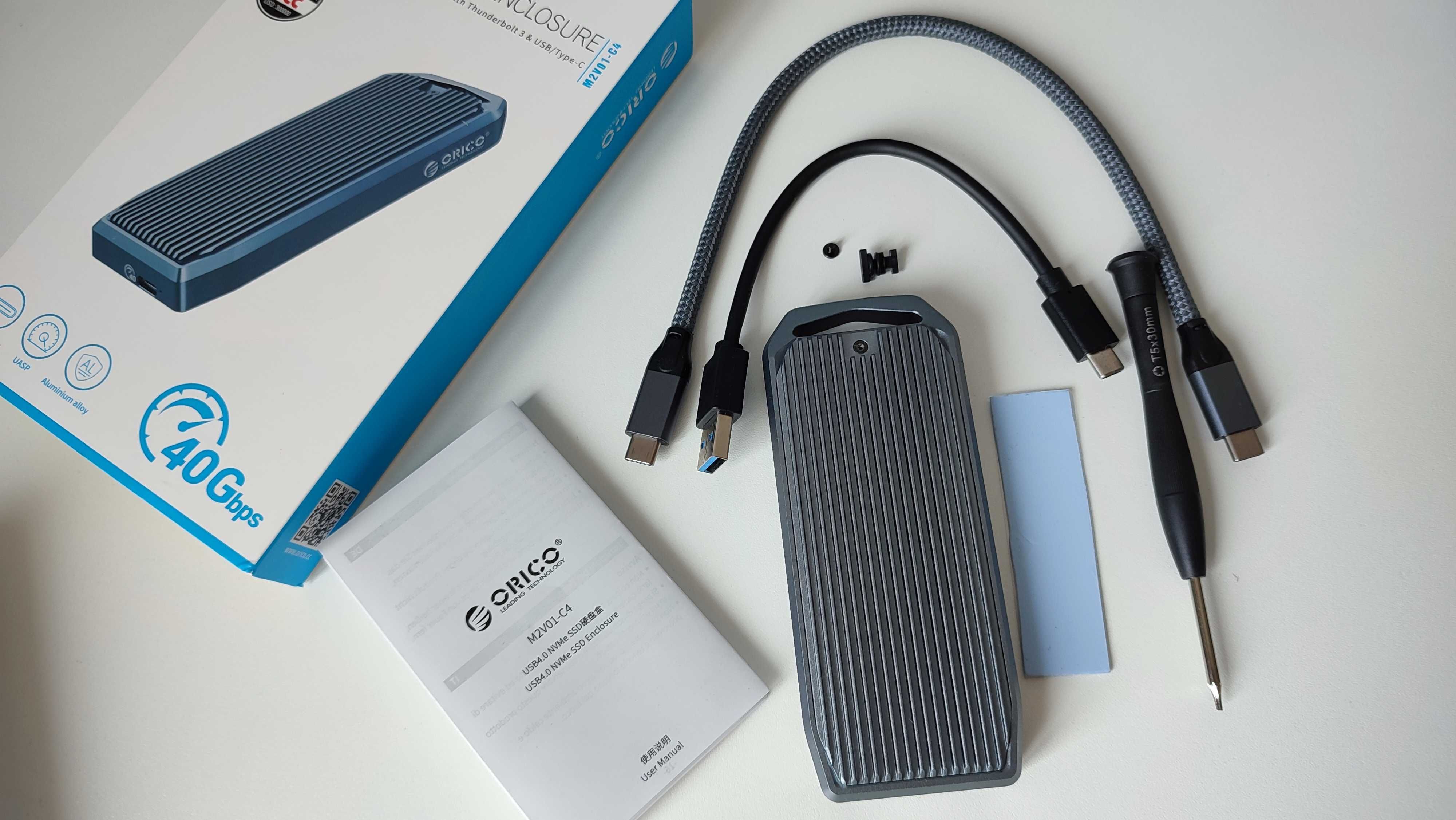 Внешний кейс бокс карман для M2 NVMe ORICO 40 Гбит/с USB4 M2V01-C4