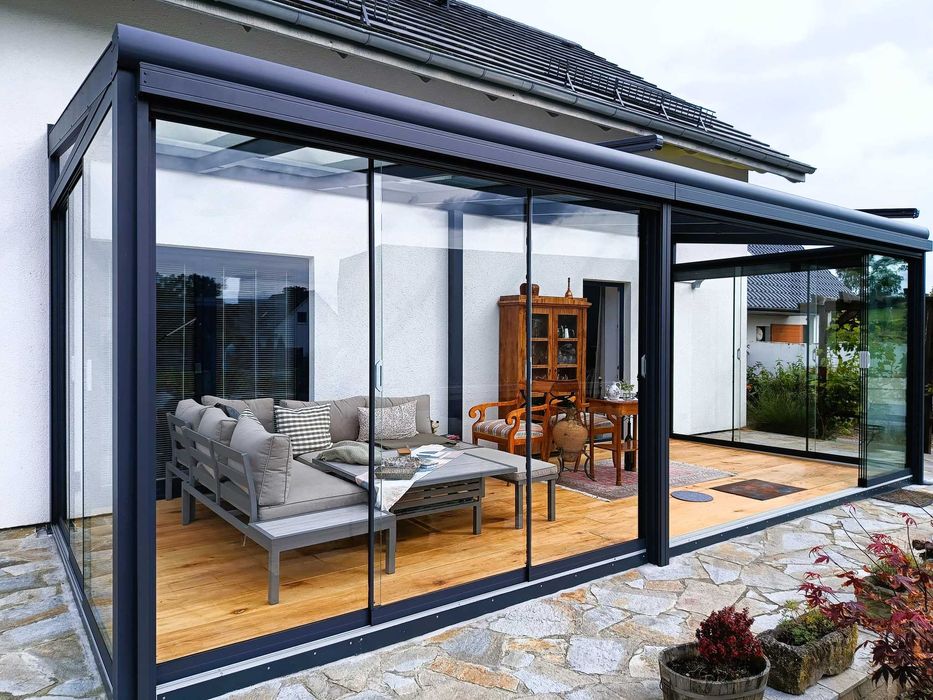 Ogród zimowy Almos-2 406x350 Zabudowa tarasu Cena z Montażem