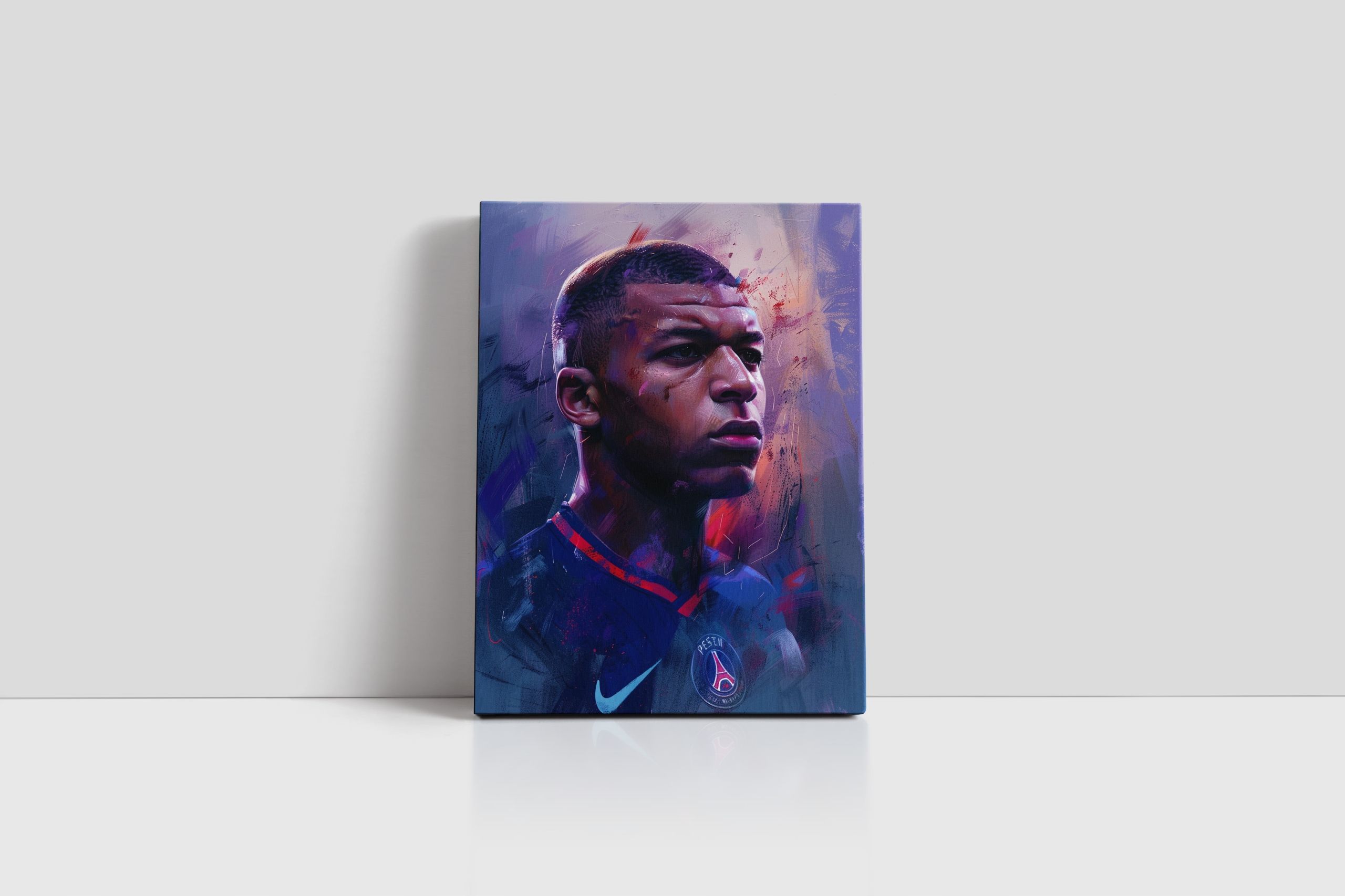 Nowoczesny Portret Kylian Mbappé na Płótnie 60x80 cm - Idealny Prezent