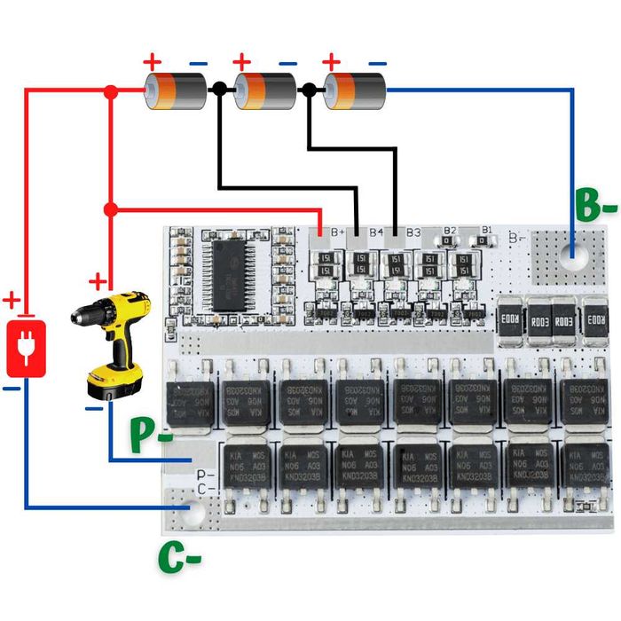Ładowarka Moduł BMS 3S Li-Ion 100A 10,8 V - 12,6 V balanser 3 ogniwa