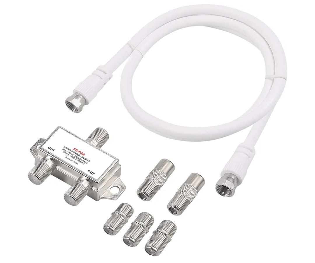 Justech Mini rozdzielacz 2-drożny SAT Splitter TV Radio F adapter