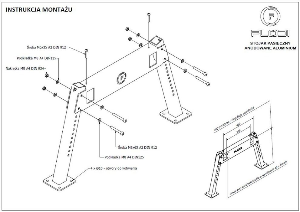 Aluminiowy stojak pasieczny pod ule. Flodi-Bee