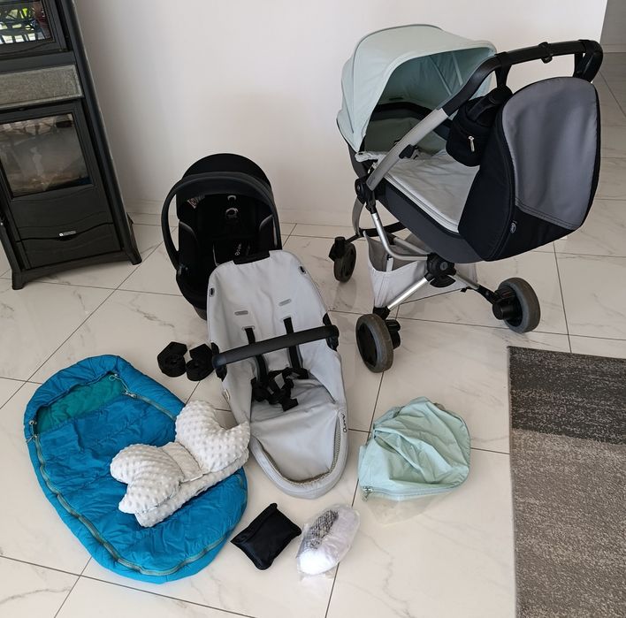 Wózek 3w1+baza 4w1 Cybex Quinny zapp flex plus duży zestaw dodatki bdb