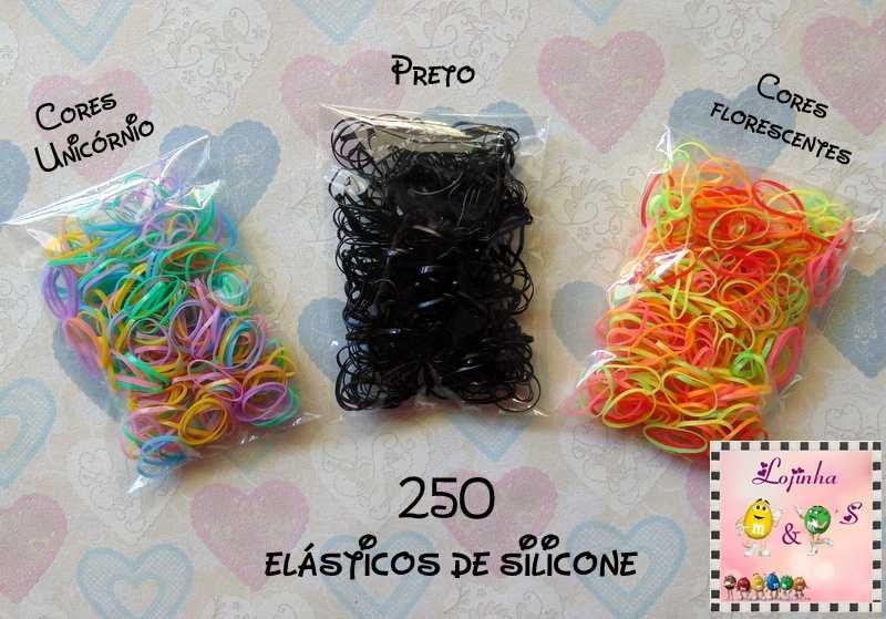 Packs de 250 elásticos para cabelos, em silicone