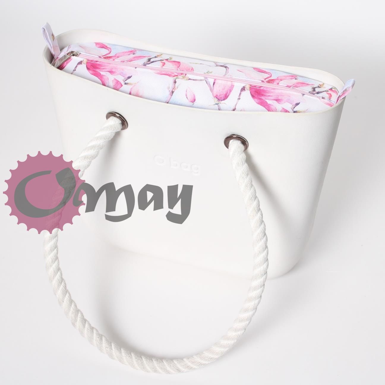 organizer OBAG MINI kwiaty magnolie różowe 2 kieszenie wkład OMAY