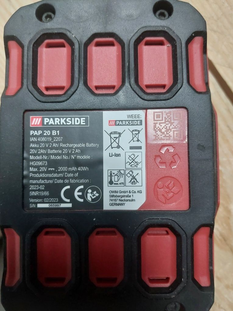 Аккумулятор PARKSIDE 20v 2 a/h