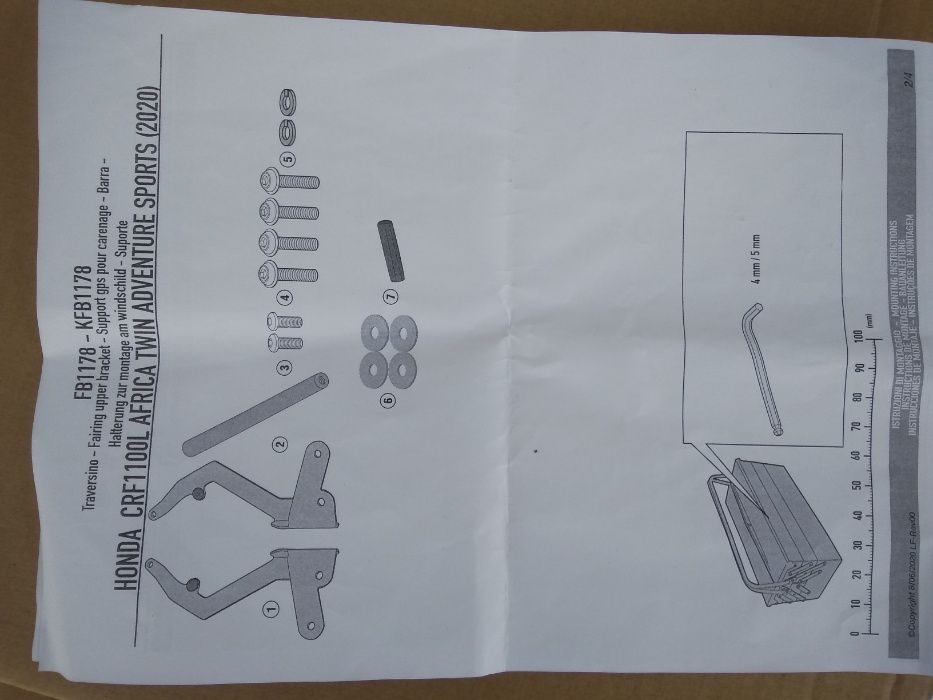 FB1178 CRF1100L ADV (19>24) HONDA GIVI wspornik pod S902/GPS fi 12 mm