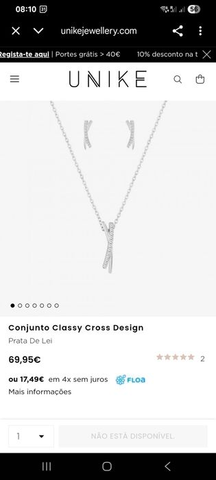 Conjunto colar com brincos Unike (prata 925)