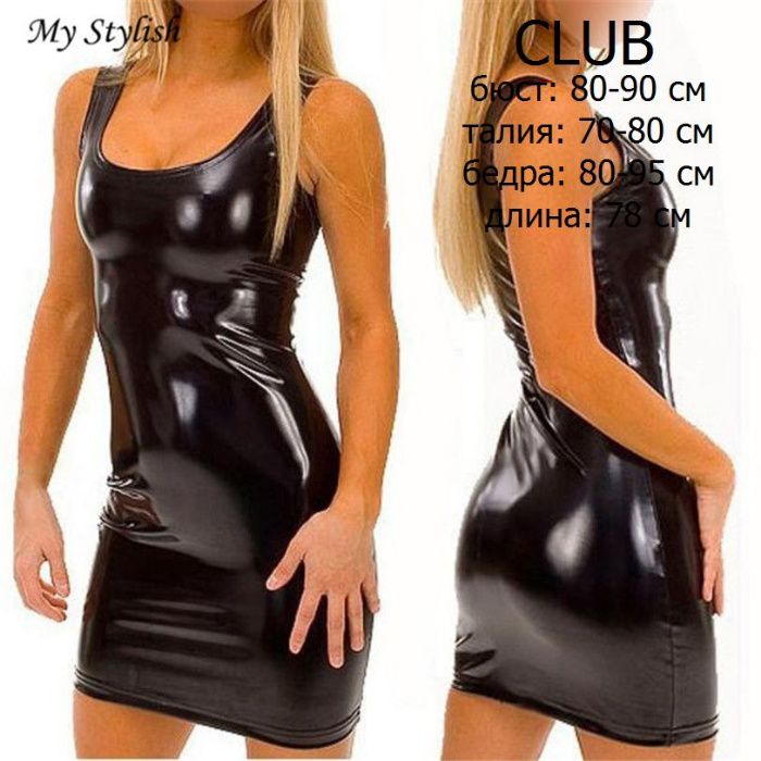 Модное мини-платье CLUB-1 & DANCE под кожу - латекс - винил S/M/L NEW!
