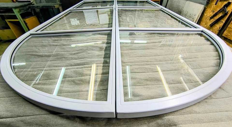 Drzwi stalowe szklane łuki zawias pivot, nowe