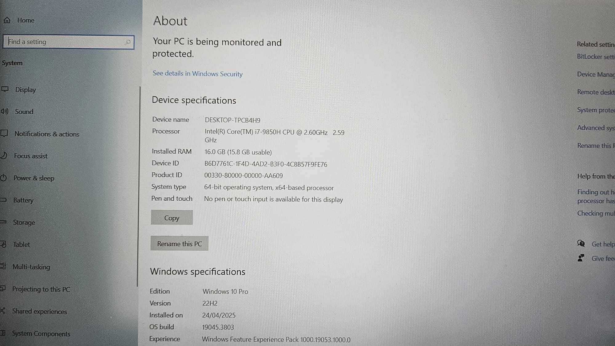 Dell Lattitude 5501 i7-9850H 16gb ram 256 ssd