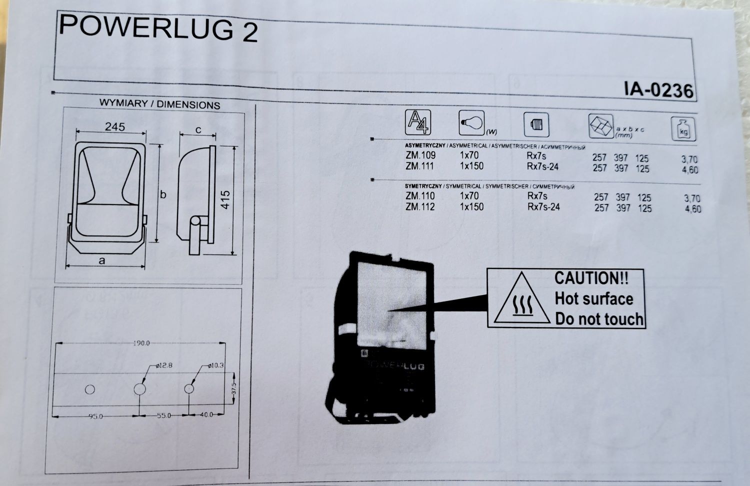 Lapna, naświetlacz, halogen LUG IP65