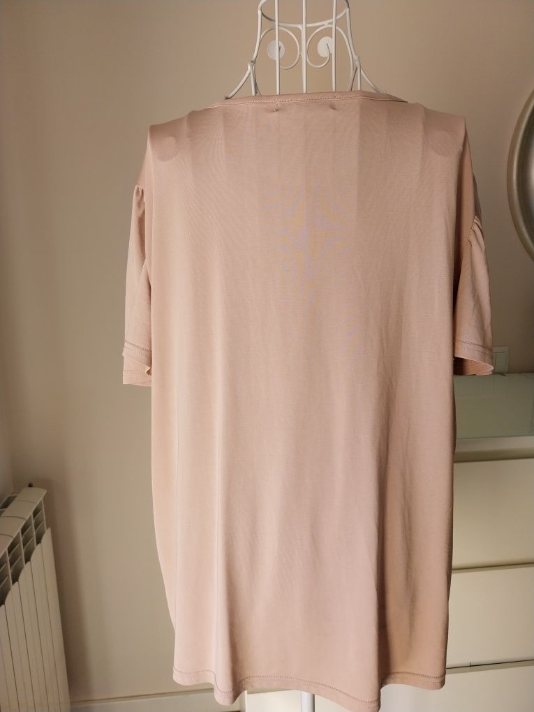 Blusa Primark, rosa nude, manga folhos, Tamanho XL, muito bom estado