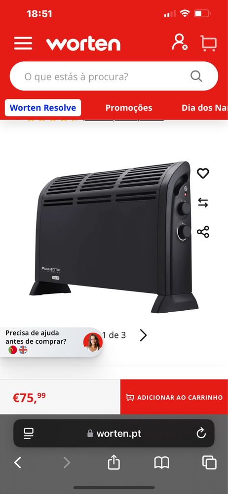 Vendo Aquecedor Rowenta 2400W