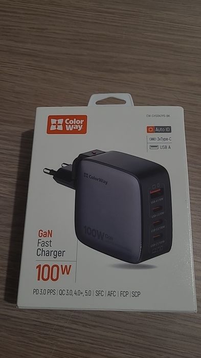 Швидка зарядка ColorWay 100W, 100Вт, 3 usb type-c, 1 usb A1