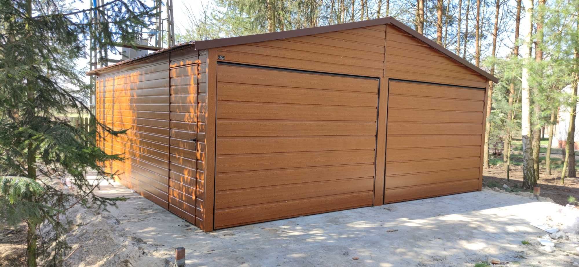 Nowoczesny Garaż  6x5.8 6x6 6x5 7x6 Złoty Dąb Orzech