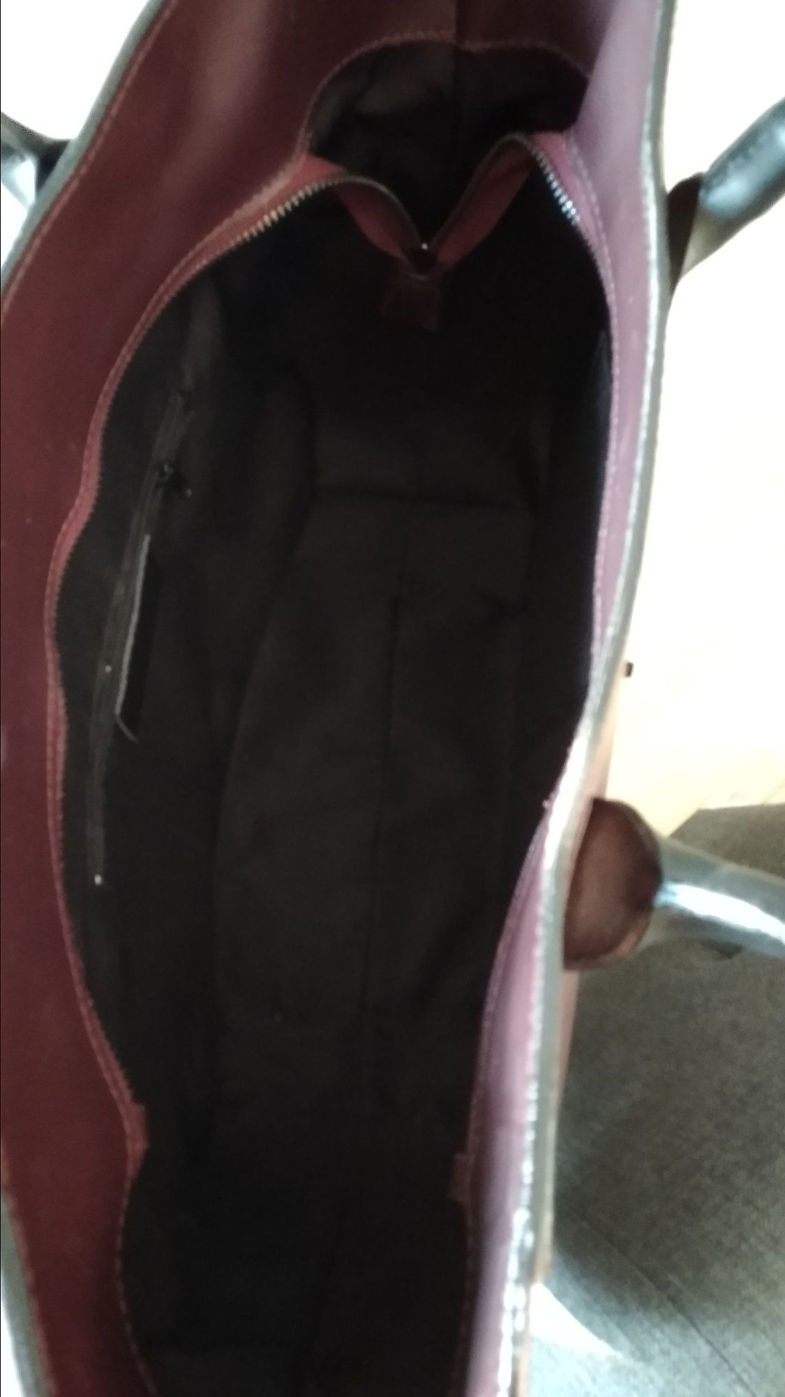 Skórzana duża torebka ciemny bordo styl o bag