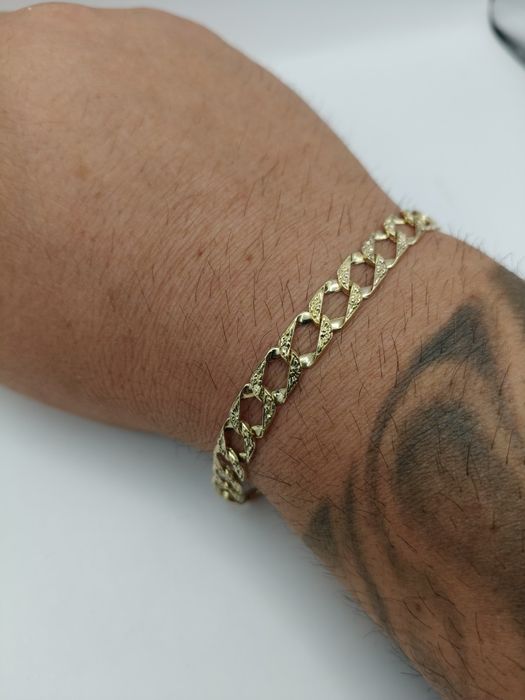 Złota Bransoletka Pancerka Grawerowana Pr.585 Nowa