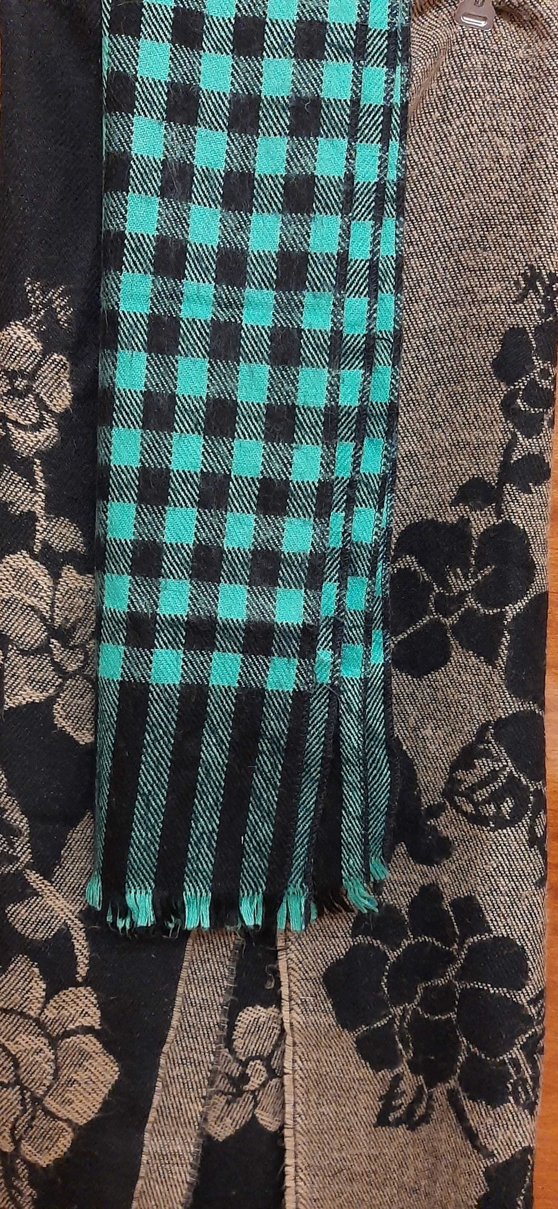 Тёплый шарф бело-серо-чёрный градиент 176х58, кашемир