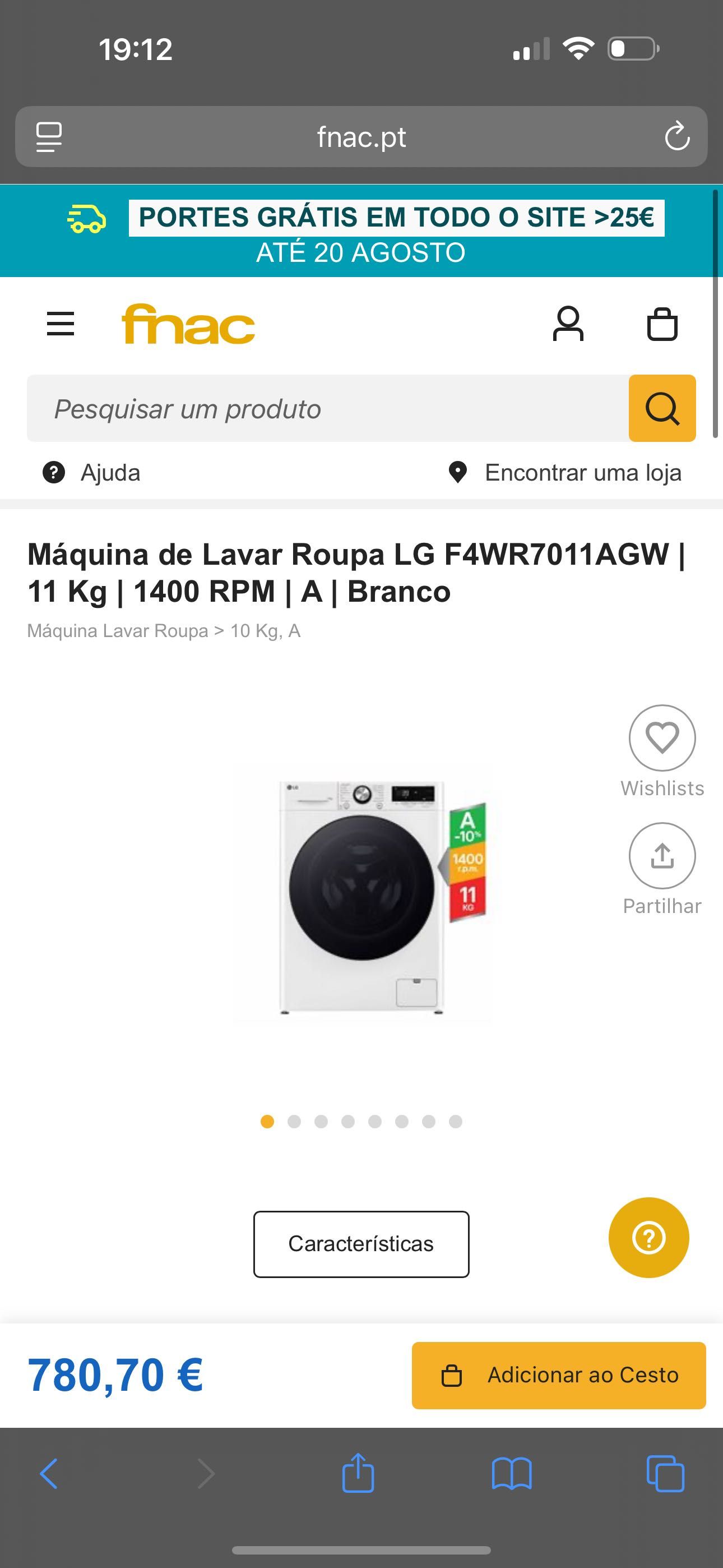 Máquina de Lavar Roupa LG (11 kg - 1400 rpm)