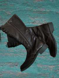 Черные кожаные авангардные ботинки с винтажными ремешками