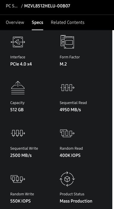 Накопичувач SSD M.2 2280 512GB PM9C1 Samsung (MZVL8512HELU