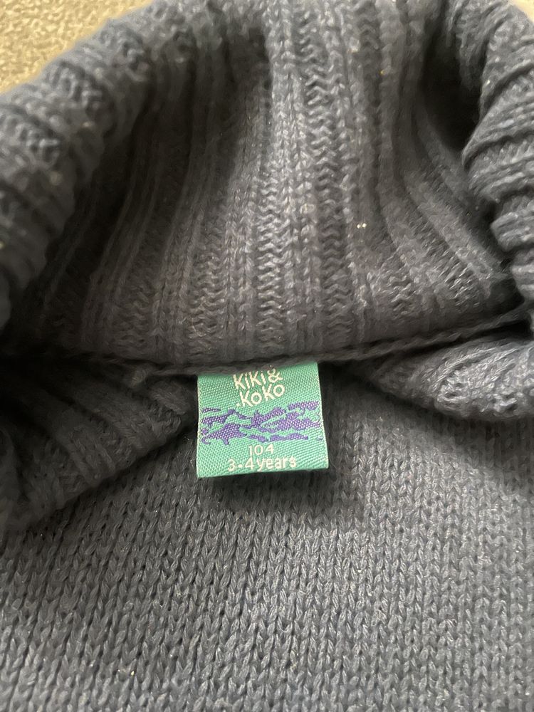 Sweter dziecięcy niemowlęcy z kołnierzem granatowy 104