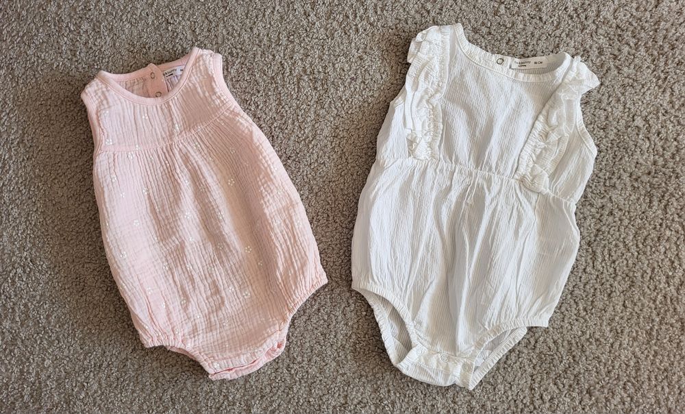 86 2 nowe rampersy dla dziewczynki muślinowe zestaw