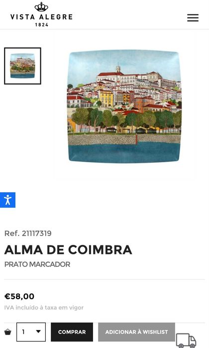 Prato marcador - Coleção Alma de Coimbra (Vista Alegre)