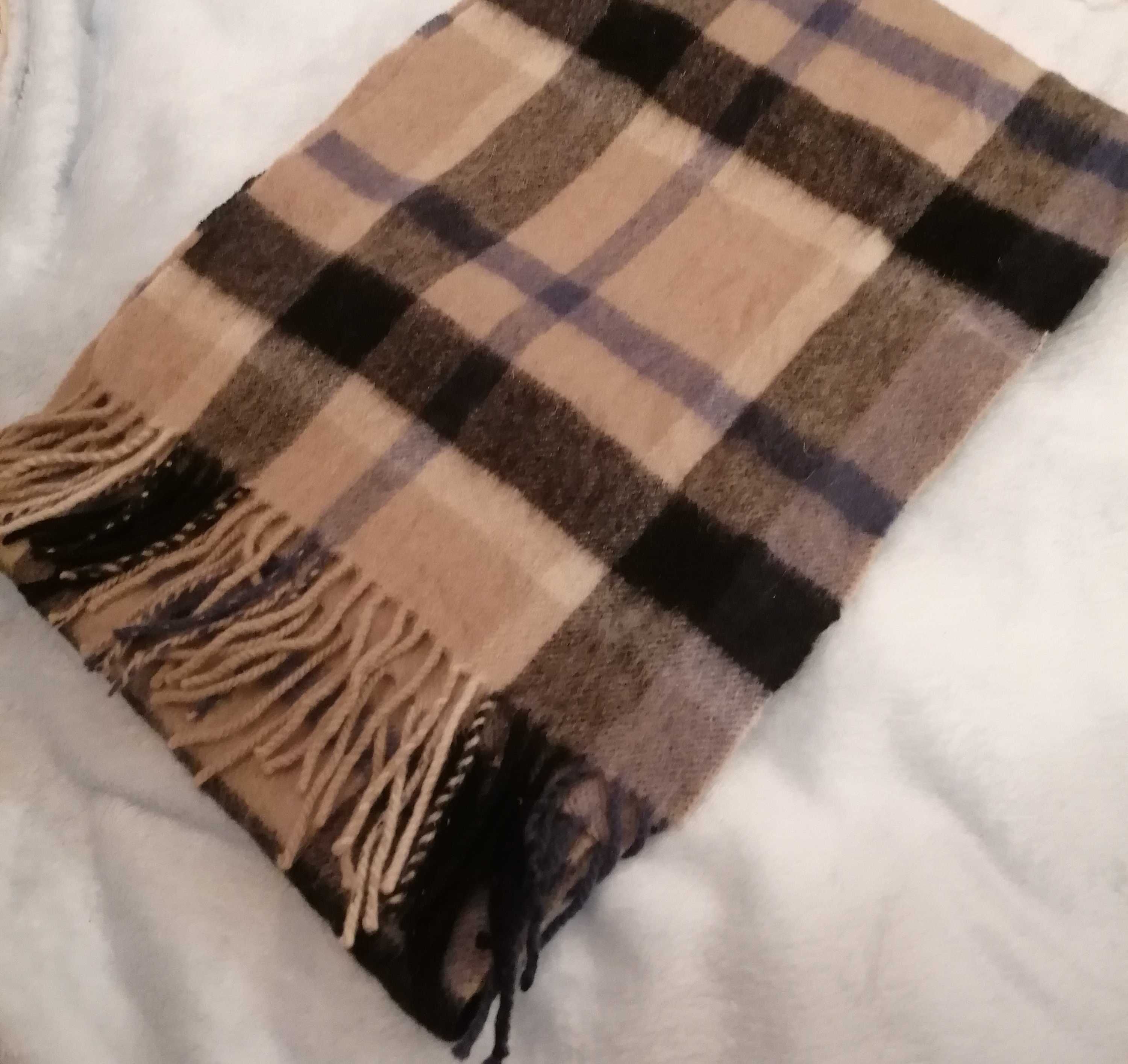 Miękki szalik krata tartan 100% szkocka wełna