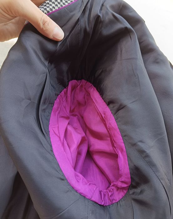 M L biust 51-52x2 jacket wool pepitka kwiaty romantic classic