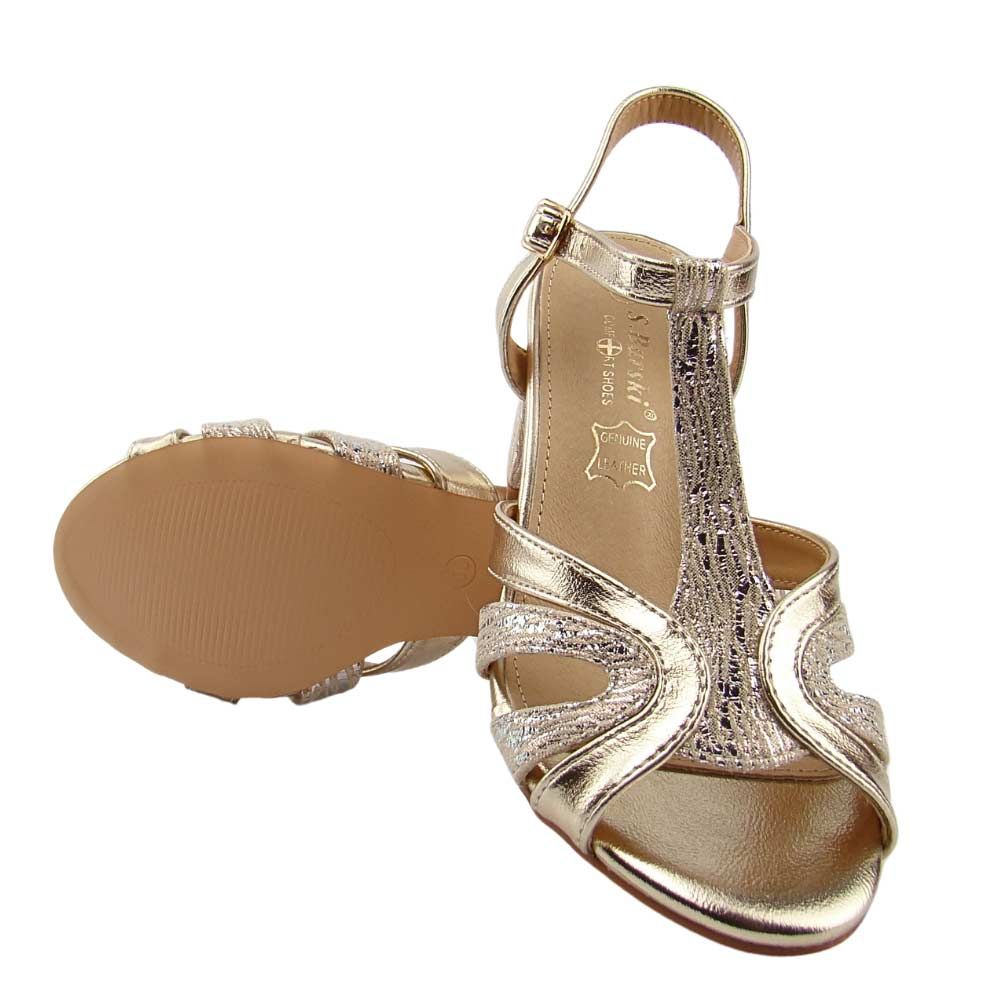 r.39 S.Barski PL51-420 damskie sandały na słupku eleganckie złote