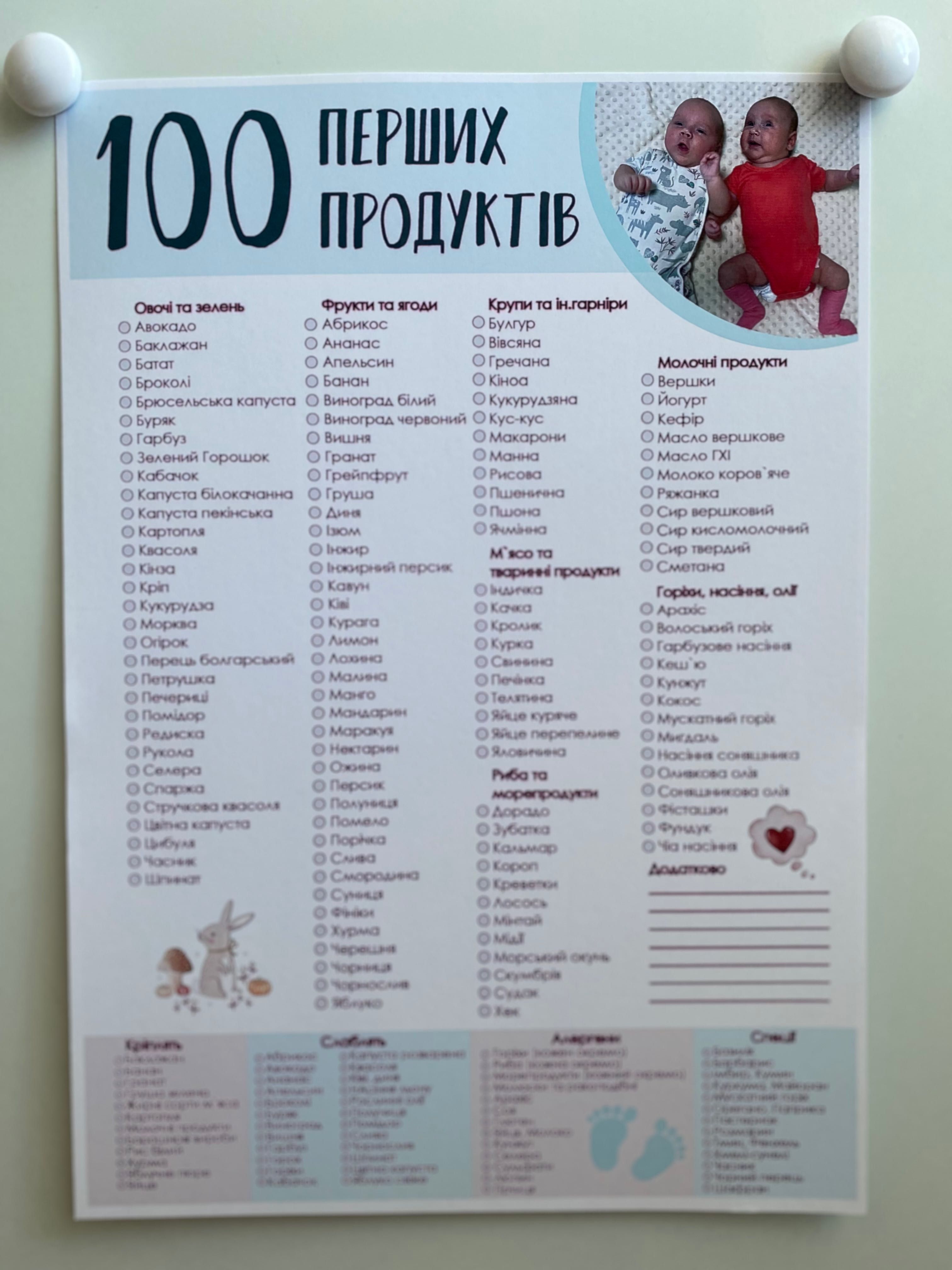 Плакат 100 перших продуктів