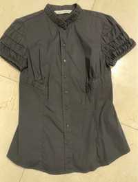 Koszula Zara czarna M krótki rękaw stojka
