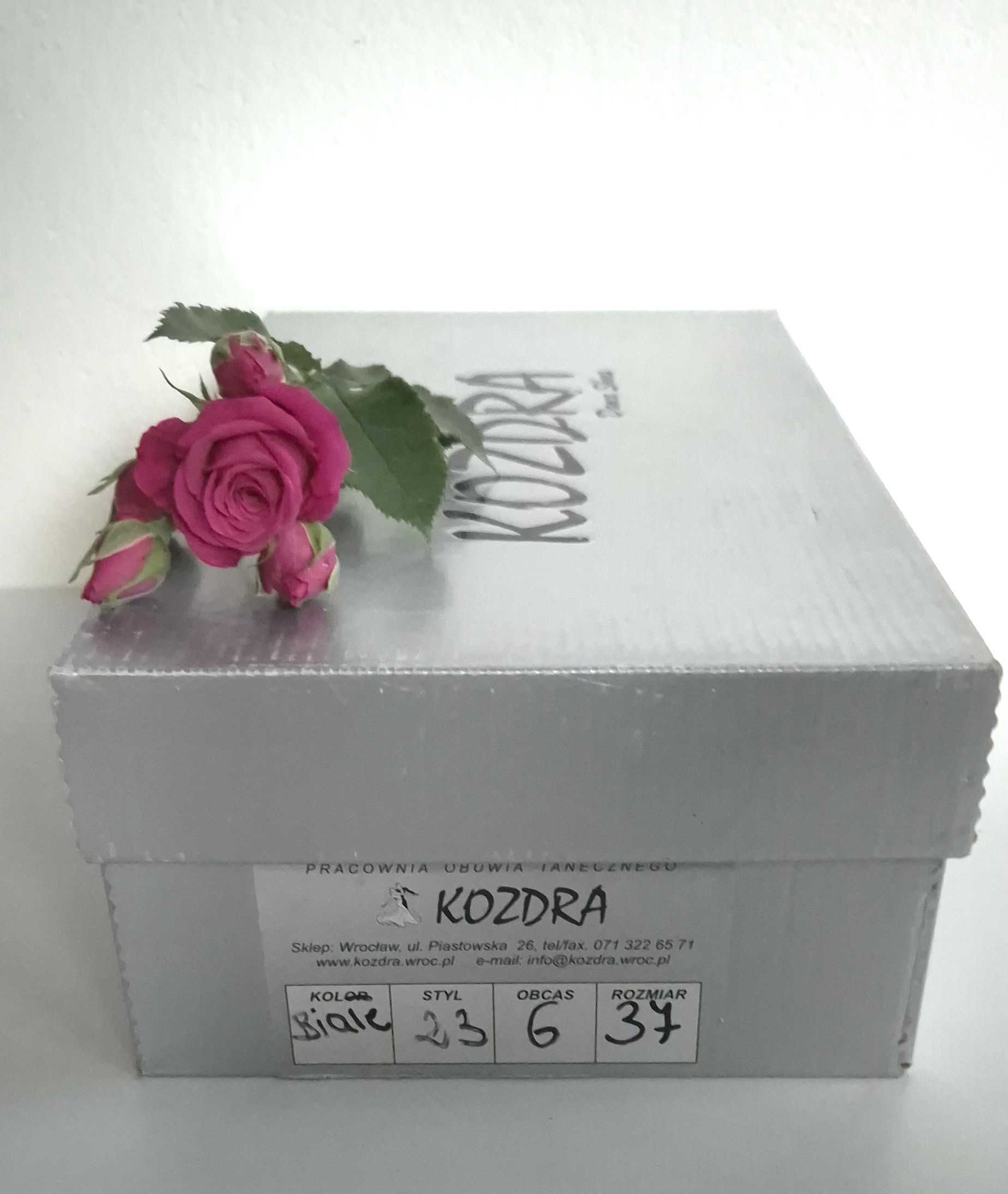 Buty taneczne białe KOZDRA latino/salsy/wesele-r.37, raz użyte, satyna