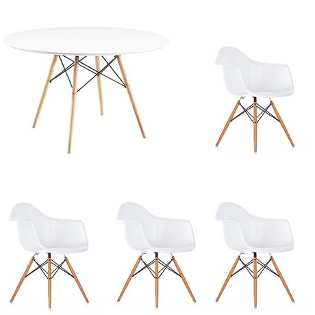 Conjunto nórdico 4 cadeiras + mesa redonda inspiracao EAMES