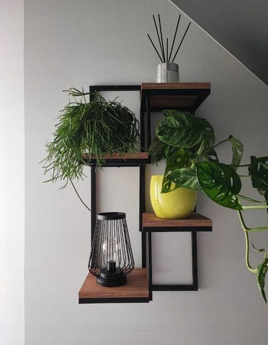 Kwietnik na ścianę wiszący półka ścienna loft 4 regał