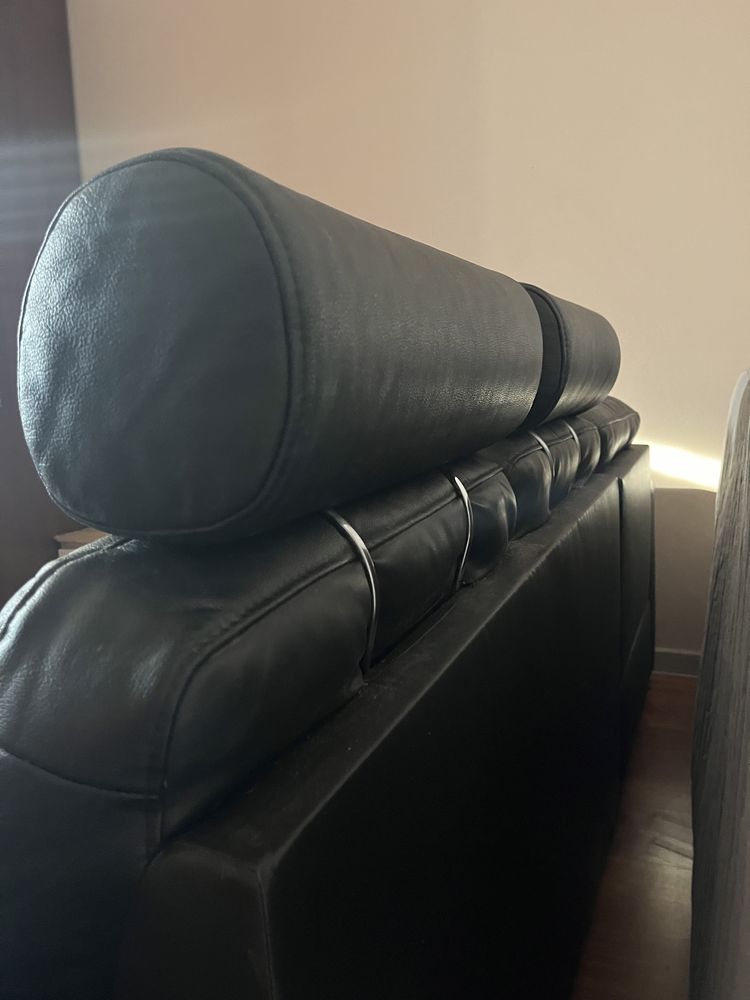 Duża skórzana rozkładana sofa czarna Ikea 3 os